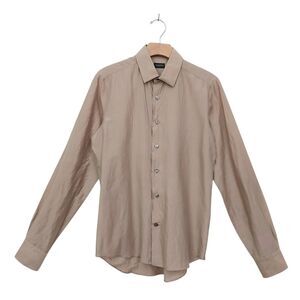 Valentino Roma Shirt Womens Medium Brown Long Sleeve Cotton Silk Linen Italy